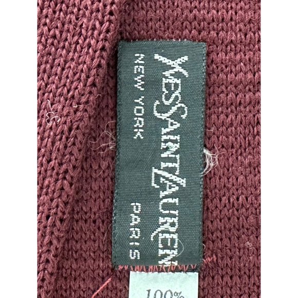 Vintage YSL Yves Saint Laurent Maroon Knitted Wool Tie - Picture 6 of 6